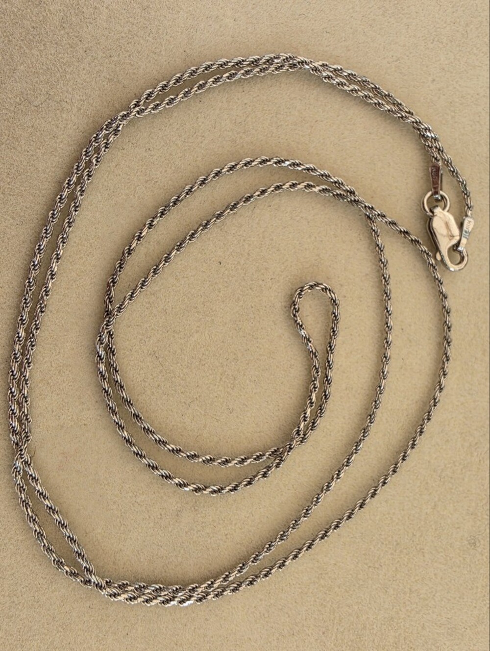 26":Italian Sterling Silver Rope Chain Necklace - 4.71g